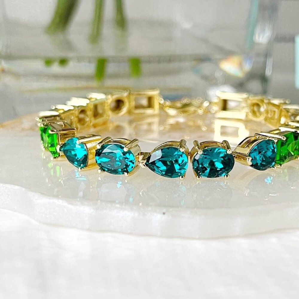 Park Lane Clover Lime, Emerald & Aqua  Impression Tennis Bracelet